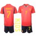 Günstige Spanien Alvaro Morata #7 Babykleidung Heim Fussballtrikot Kinder WM 2022 Kurzarm (+ kurze hosen)